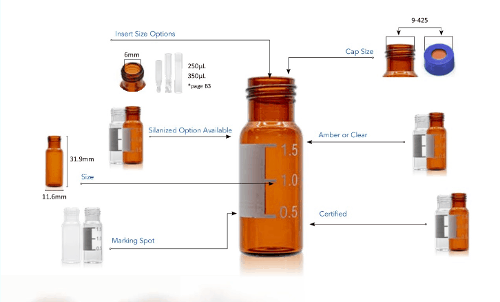 Aijiren 2ml 9mm amber screw top vials